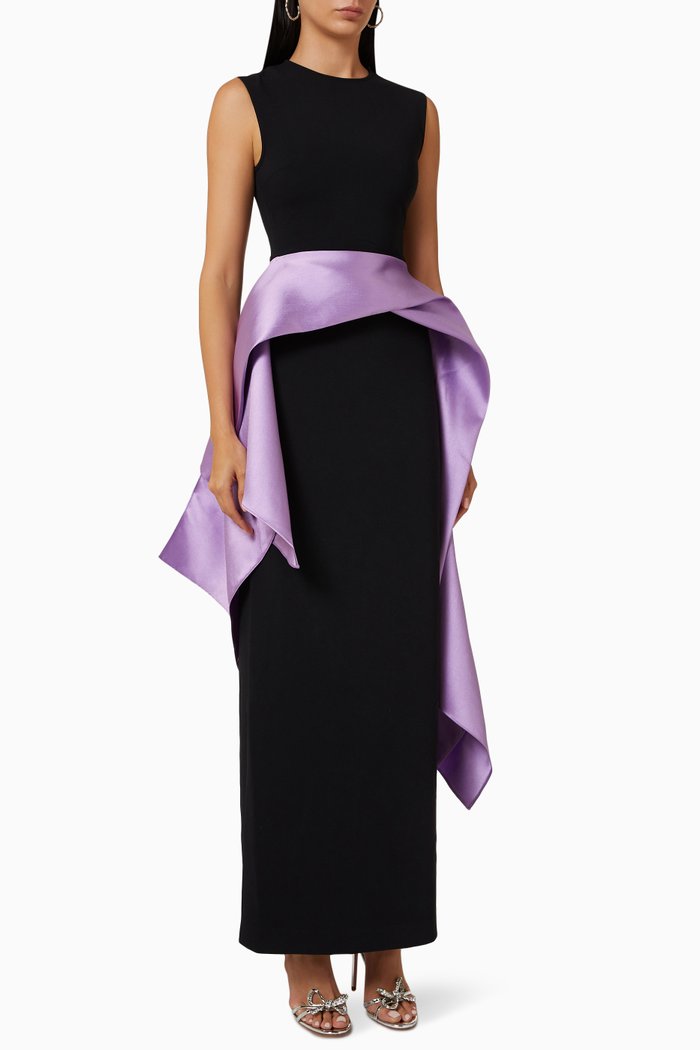 

Renn Maxi Dress in Satin & Crepe, Black