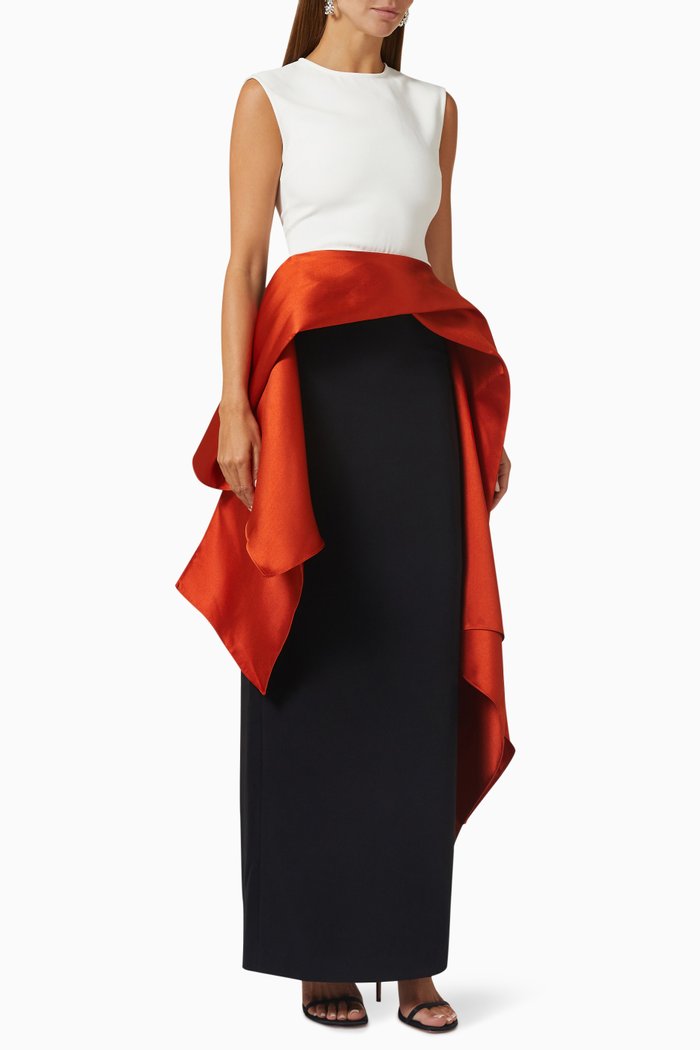 

Renn Maxi Dress in Satin & Crepe, Multicolour