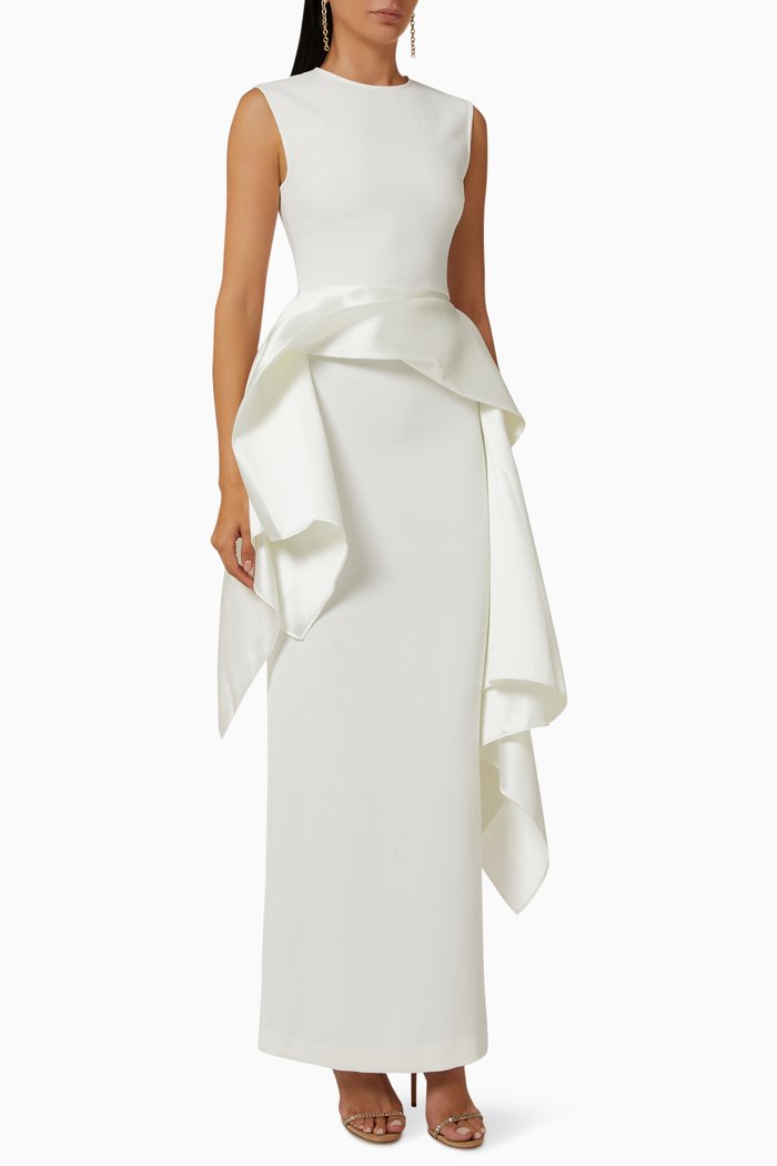 

Renn Maxi Dress in Satin & Crepe, White