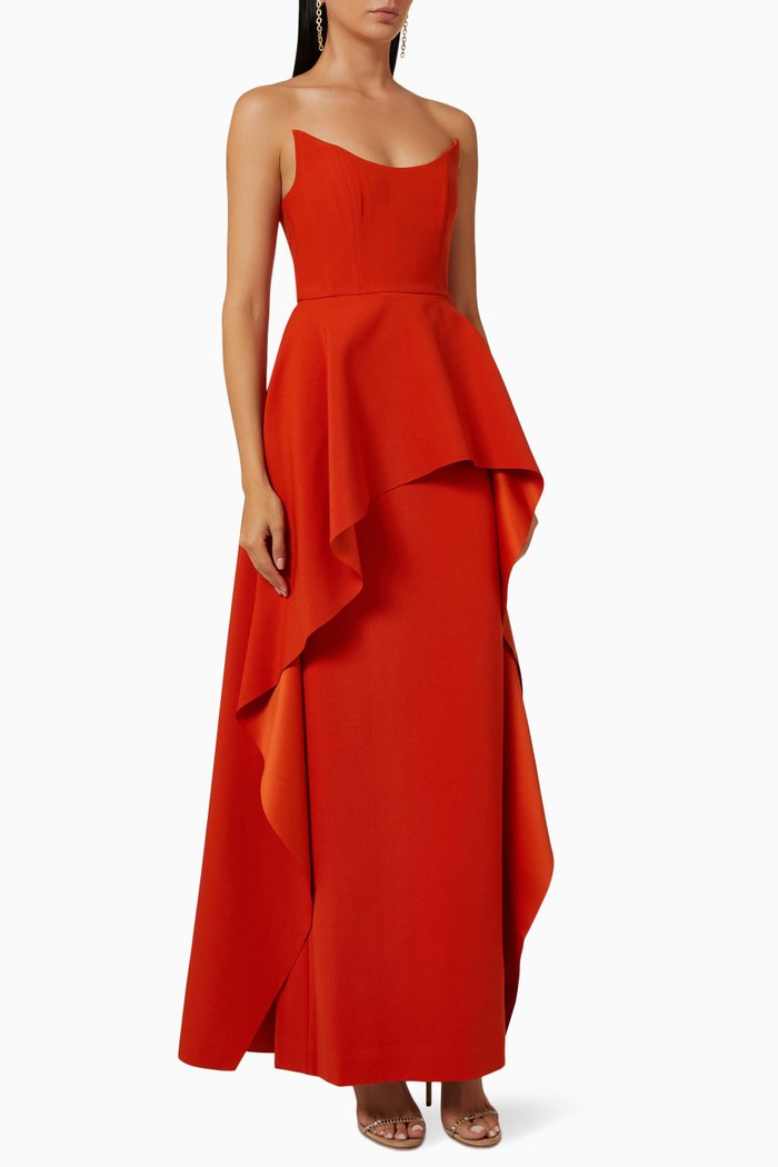 

Omara Maxi Dress in Crepe, Red