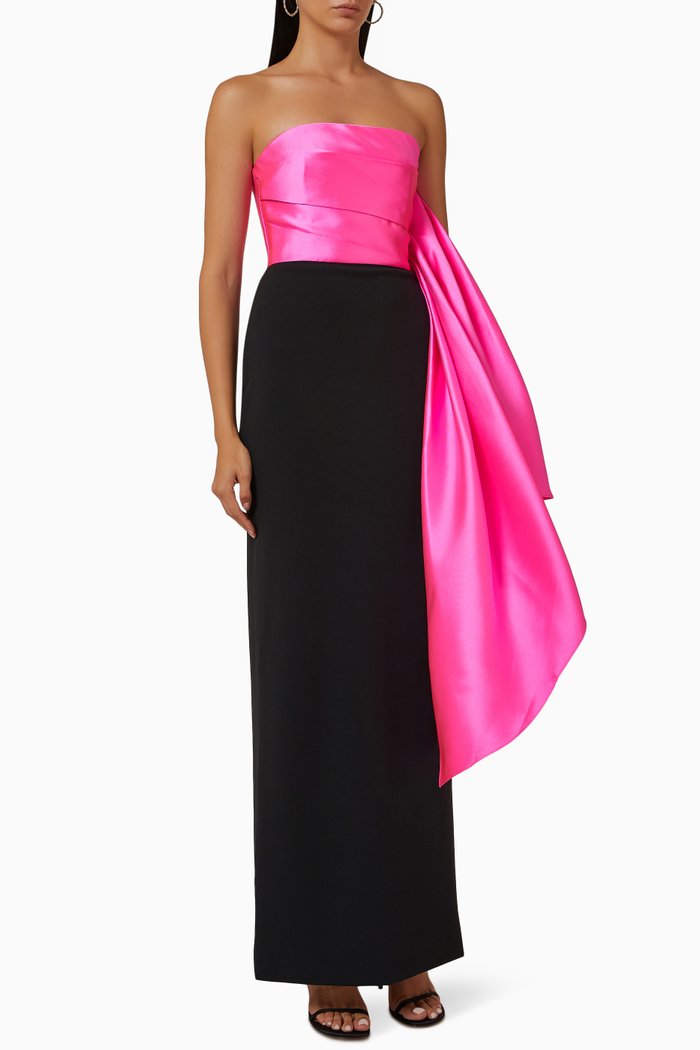 

Milena Maxi Dress in Satin Twill & Crepe, Pink