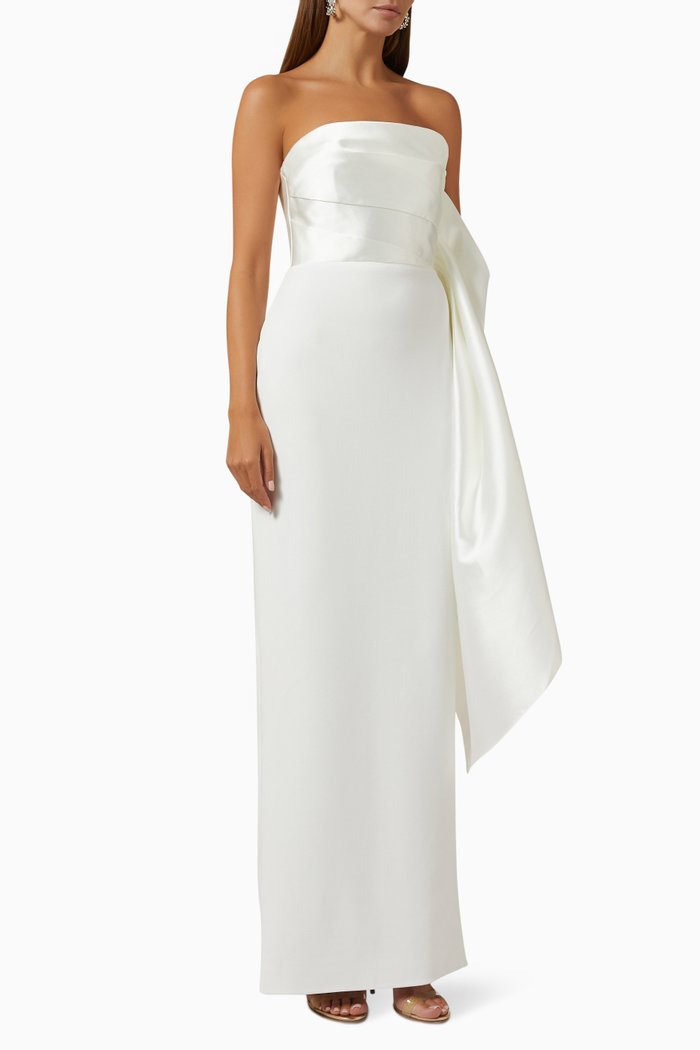 

Milena Maxi Dress in Satin Twill & Crepe, White