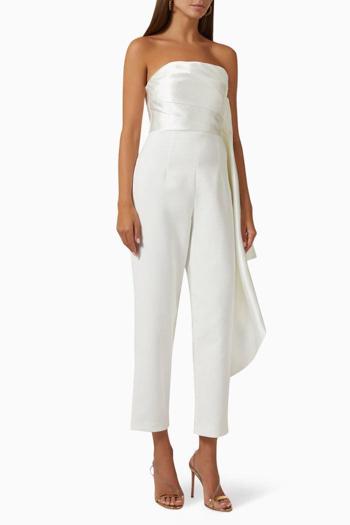 

Arlo Jumpsuit in Satin Twill & Crepe, White