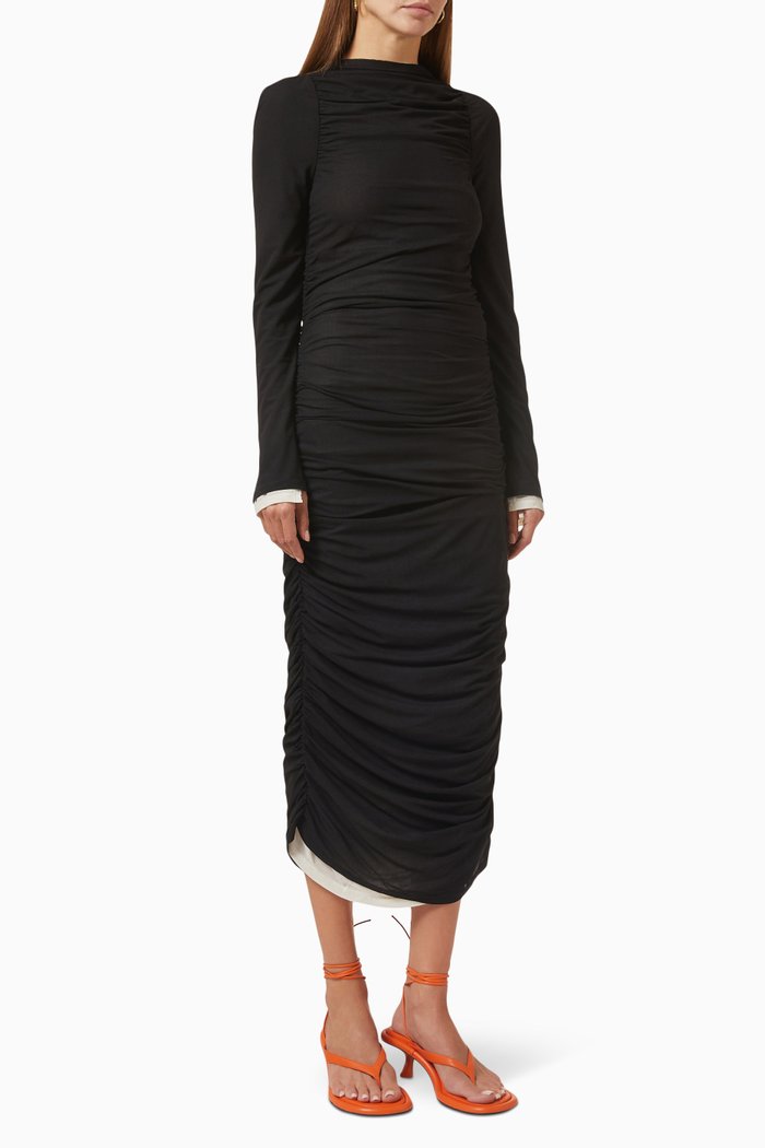 

Azora Midi Dress in Nylon-mesh, Black