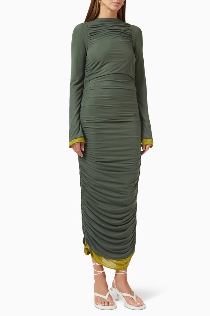 

Azora Midi Dress in Nylon-mesh, Green