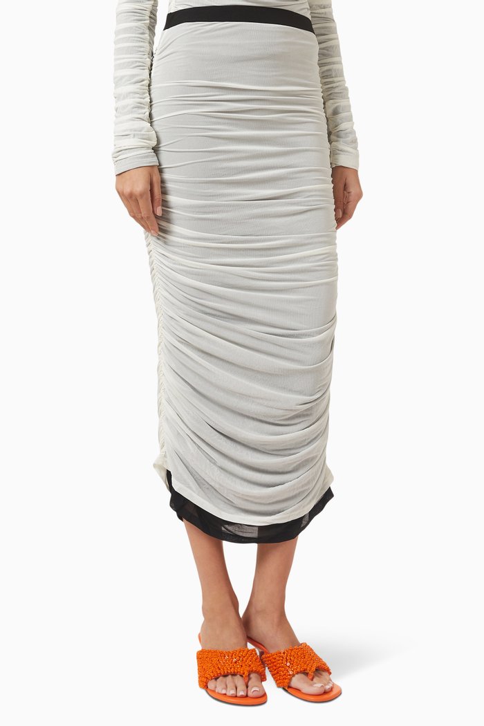

Pluto Midi Skirt in Nylon-mesh, White