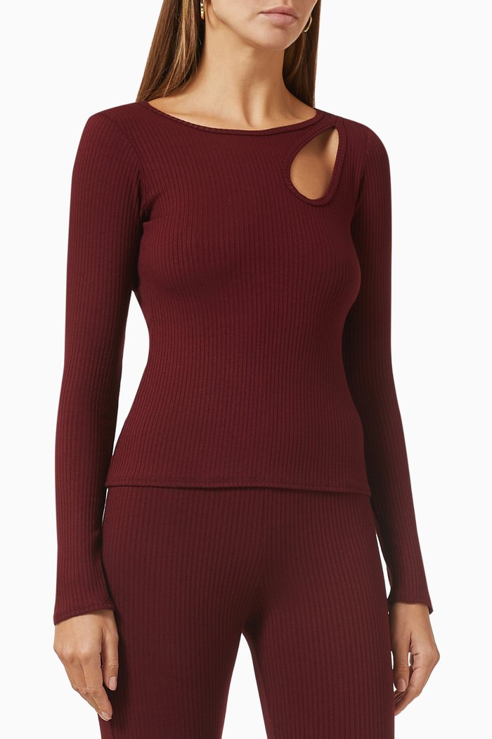 

Space Top in Rib-knit, Burgundy
