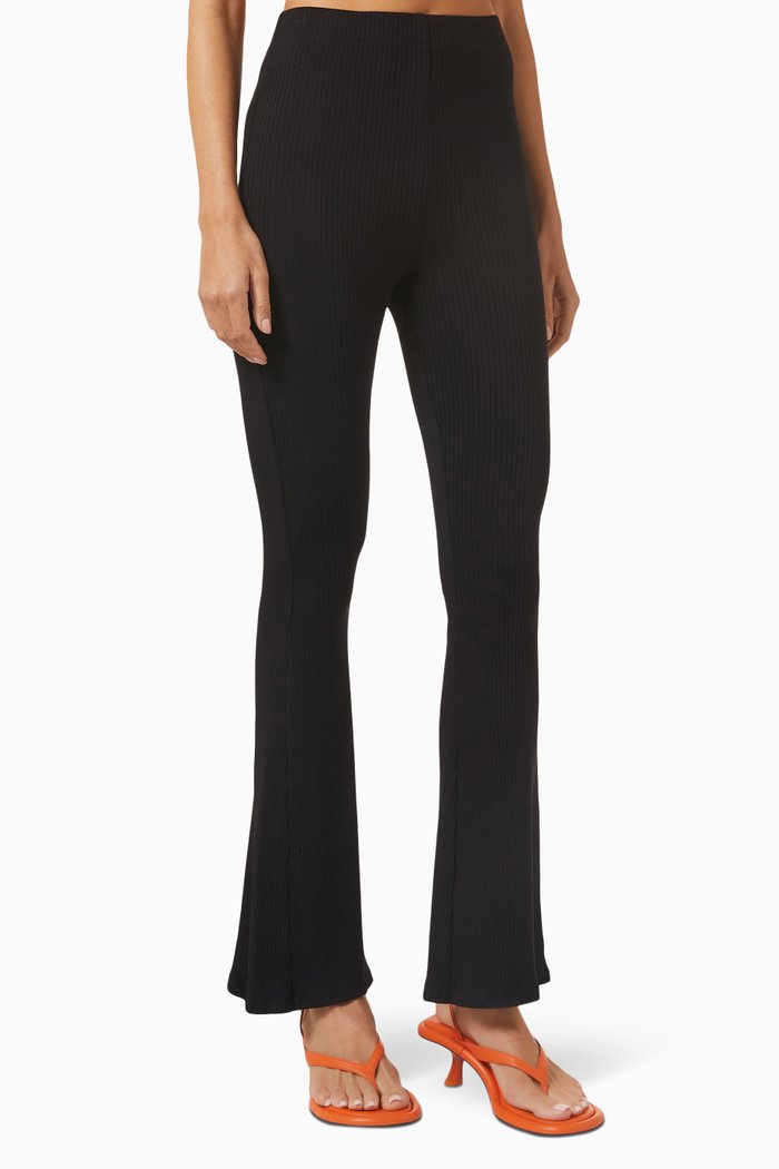 

Saturn Wide-leg Pants in Rib-knit, Black