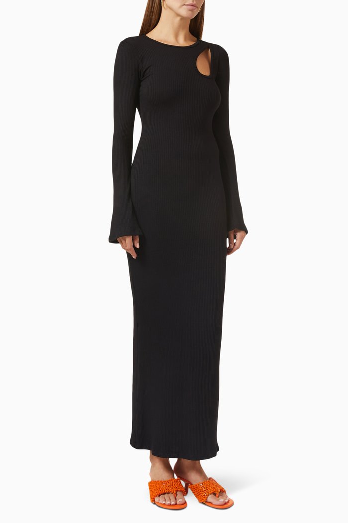 

Space Maxi Dress in Rib-knit, Black