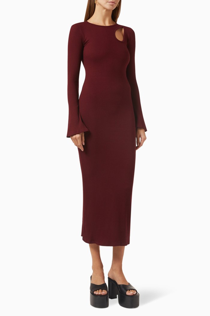 

Space Maxi Dress in Rib-knit, Burgundy