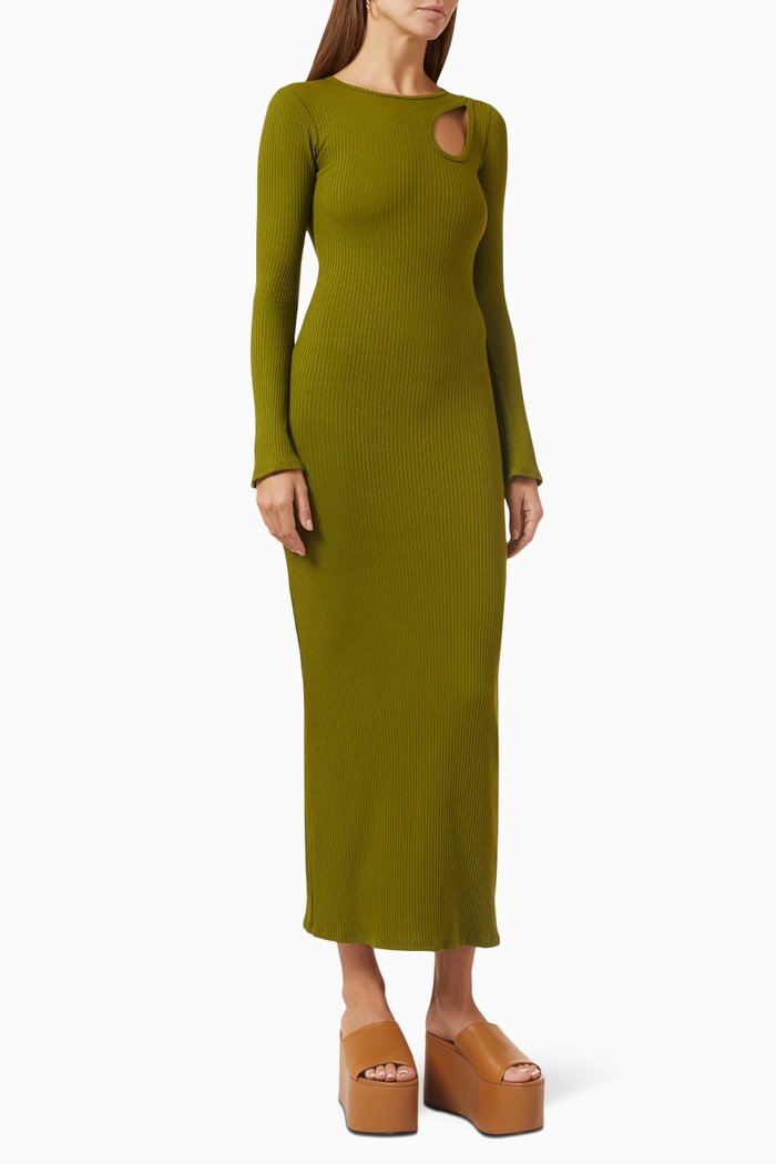 

Space Maxi Dress in Rib-knit, Green