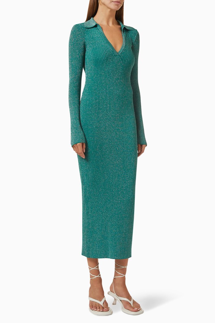 

Choi Midi Dress in Lurex Rib-knit, Green