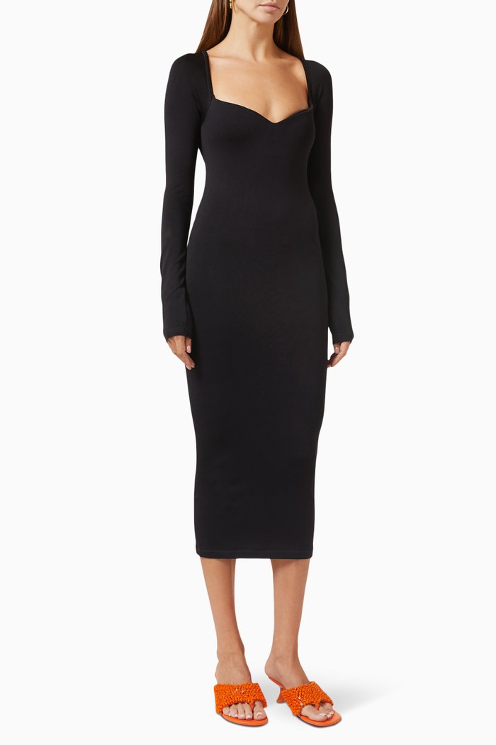 

Lubo Midi Dress in Stretch Nylon, Black