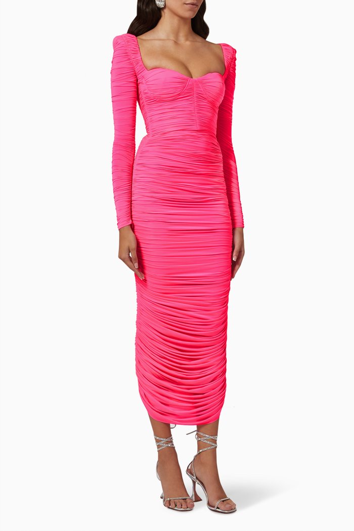 

Stanton Ruched Midi Dress in Stretch-jersey, Pink