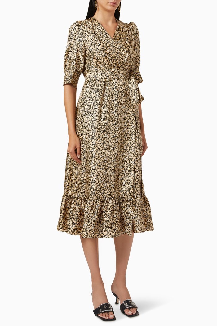 

Printed Wrap Dress in Silk, Neutral