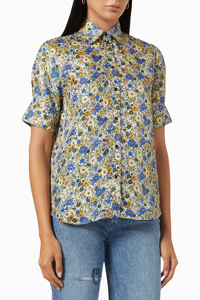 

Blossom Print T-shirt in Silk, Multicolour