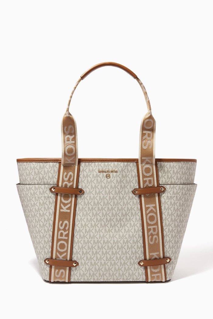

Large Maeve Tote Bag in Logo Canvas, White