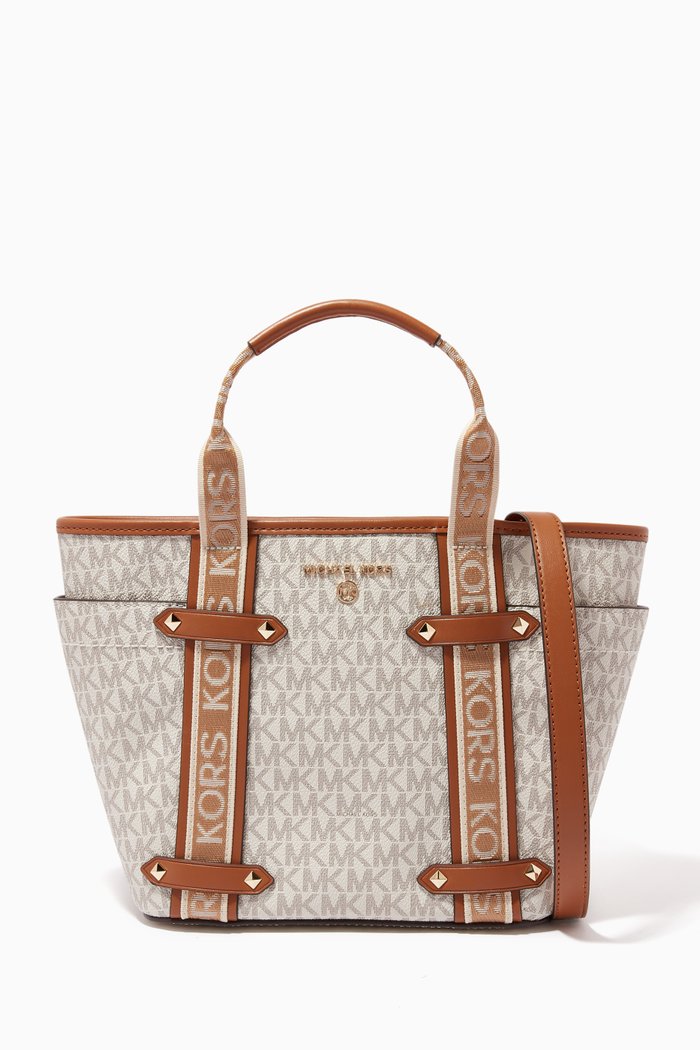 

Small Maeve Tote Bag in Logo Canvas, White