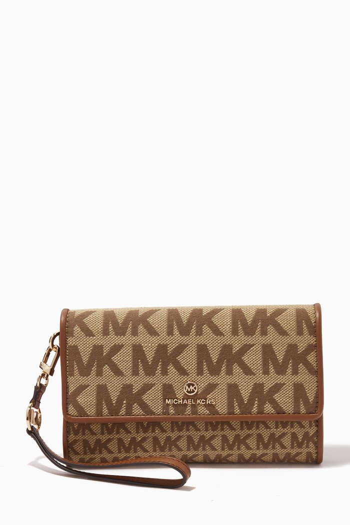 

Large Jet Set Charm Smartphone Wallet in Logo Jacquard, Neutral