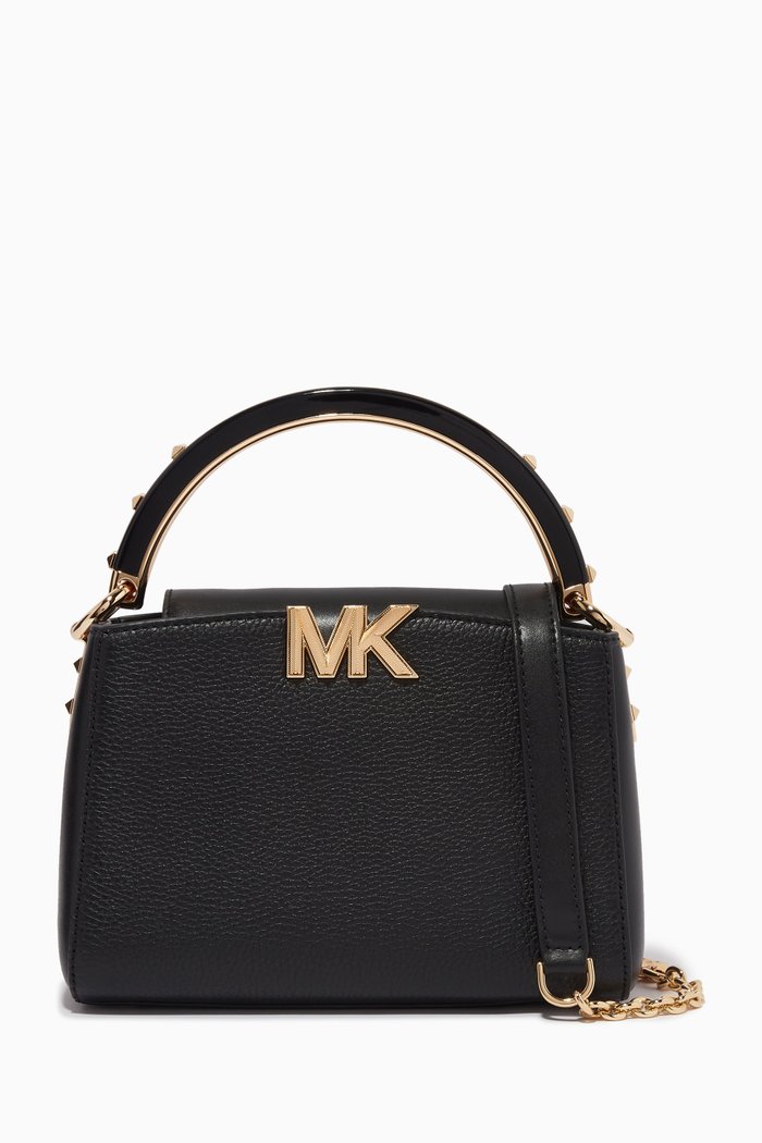 Small Karlie Satchel Bag in Leather, Black