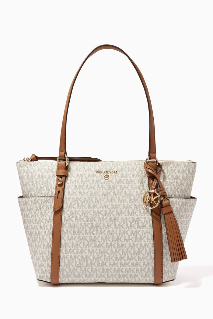 Medium Sullivan Tote Bag in Logo Canvas, White