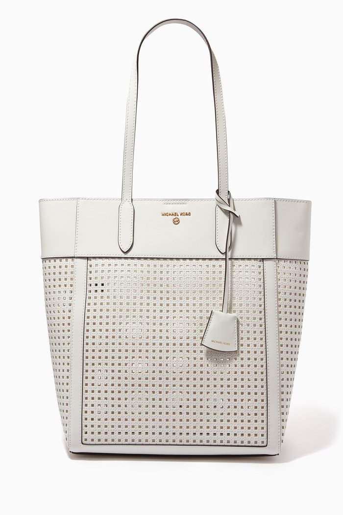 

Large Sinclair Tote Bag in Perforated Leather, White