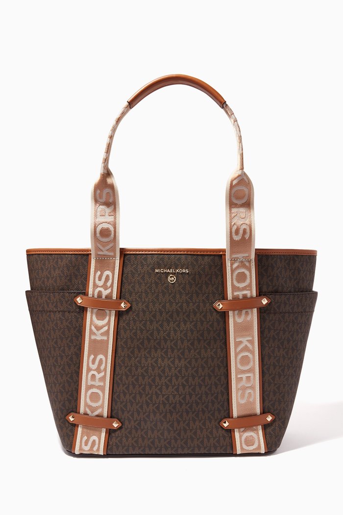 

Large Maeve Tote Bag in Logo Canvas, Brown