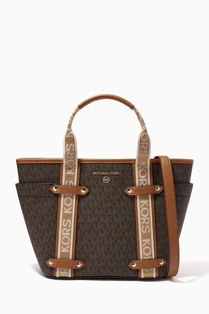 

Small Maeve Tote Bag in Logo Canvas, Brown