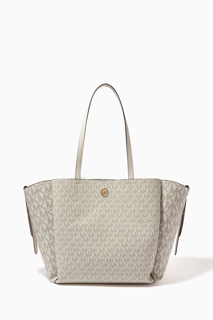 

Large Freya Tote Bag in Logo Canvas, White