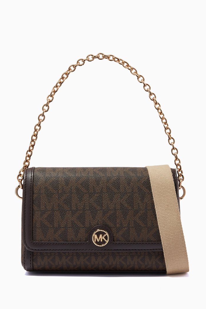 

Small Freya Convertible Crossbody Bag in Logo Canvas, Brown