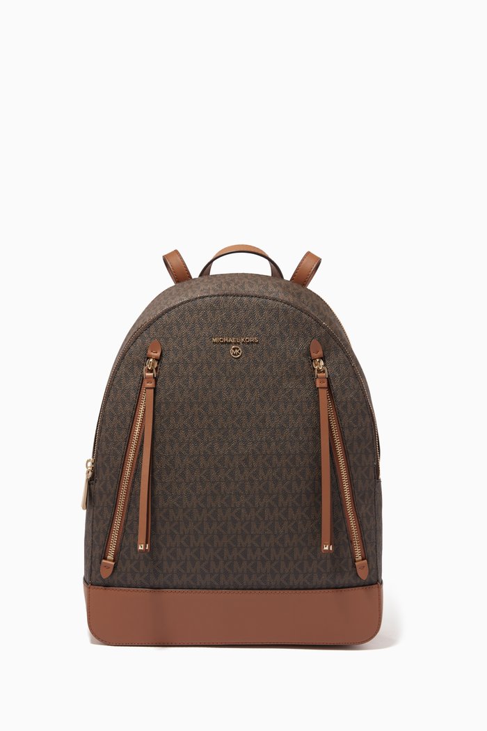 

Large Brooklyn Backpack in Logo Canvas, Brown