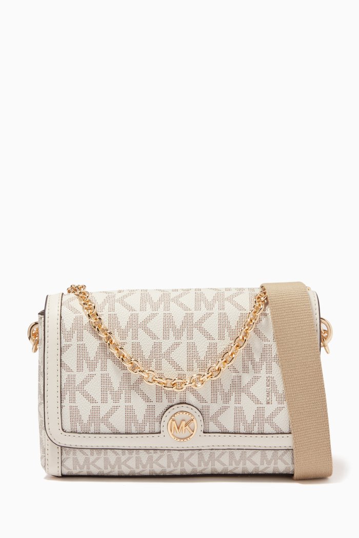 

Small Freya Convertible Crossbody Bag in Logo Canvas, White