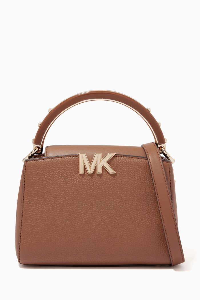 

Small Karlie Satchel Bag in Leather, Brown