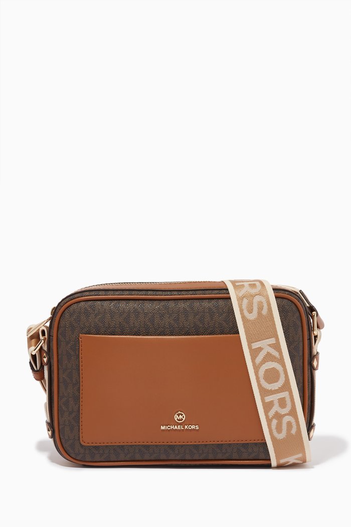 

Large Maeve Crossbody Bag in Logo Canvas, Brown