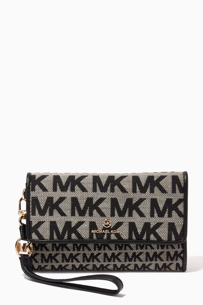 

Large Jet Set Charm Smartphone Wallet in Logo Jacquard, Neutral