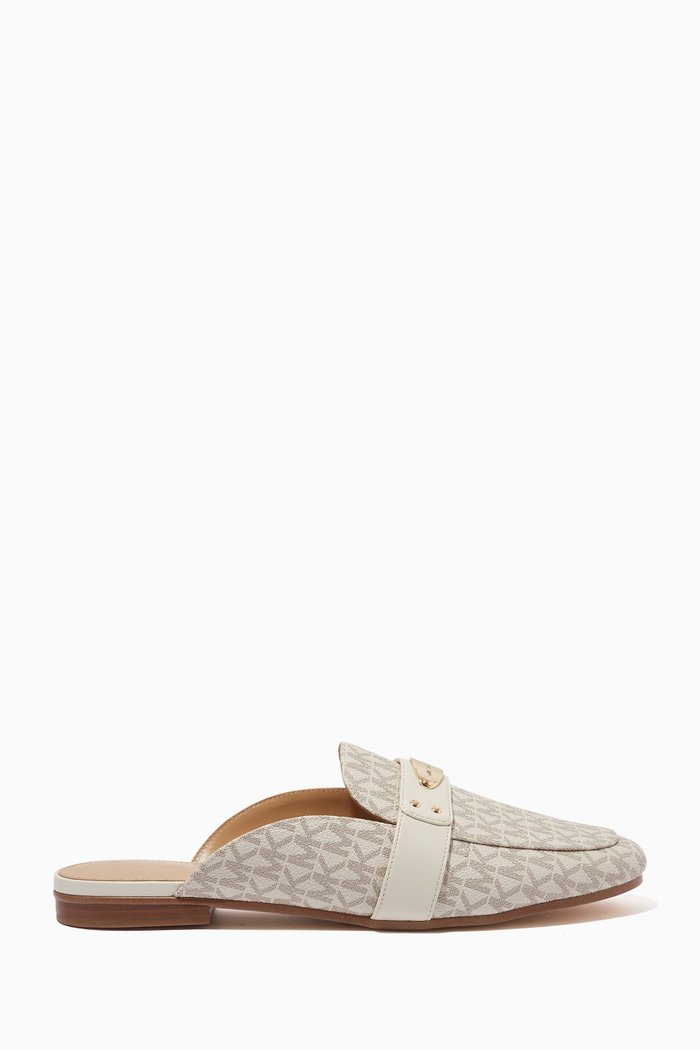 

Logo Plate Mules in Logo Canvas, White