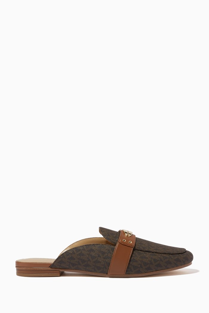 

MK Plate Loafer Mules in Logo Canvas, Multicolour