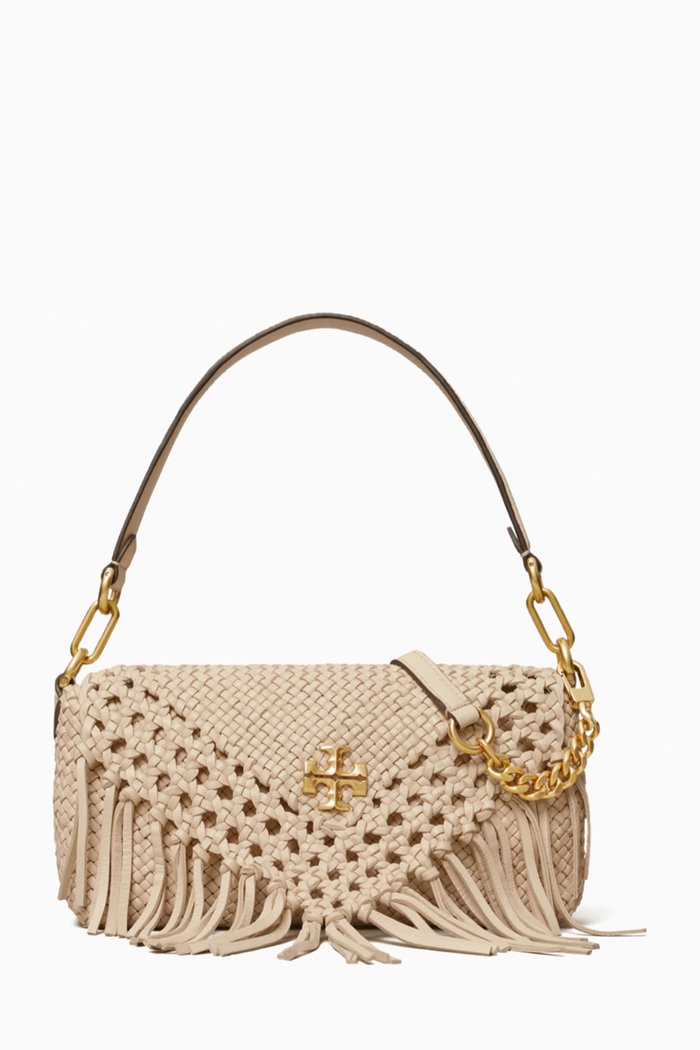 

Kira Fringe Small Shoulder Bag in Nappa, White