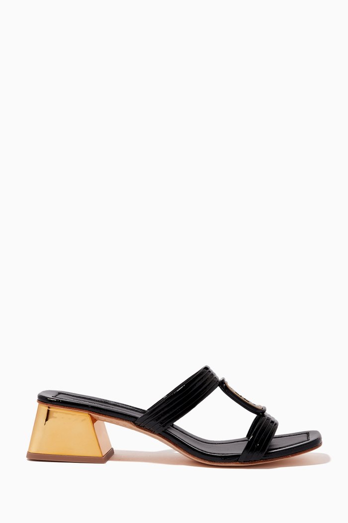 

Georgia Bombé Mule Sandals in Patent Leather, Black