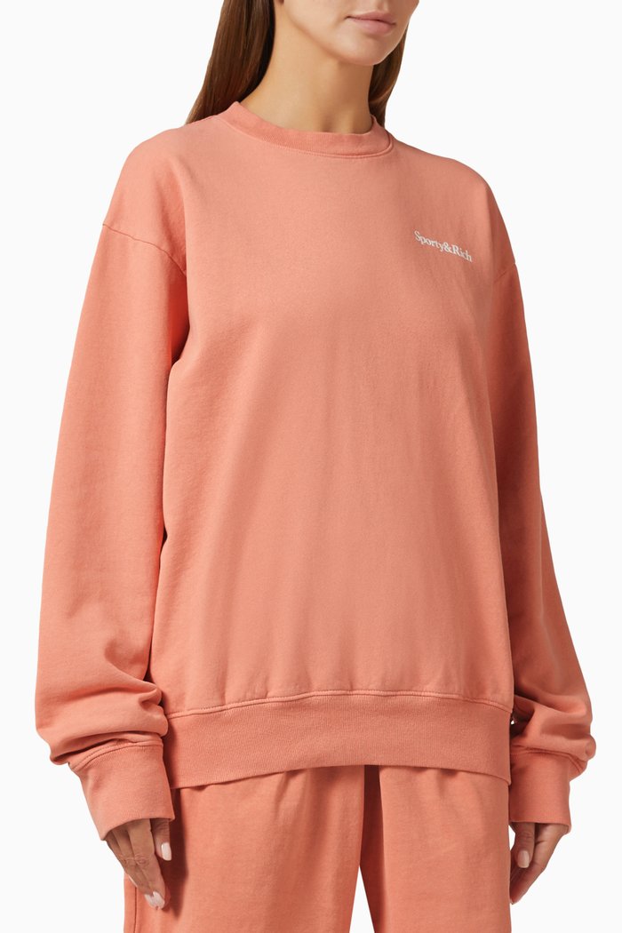 

New Health Crewneck Sweatshirt in Cotton, Pink