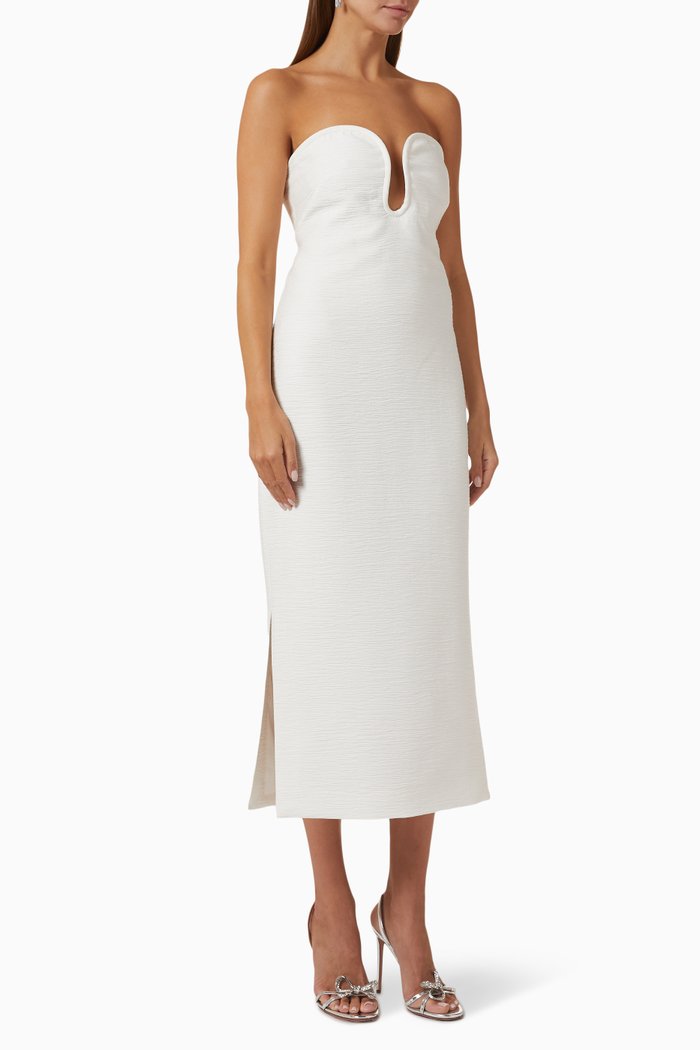 Romani Strapless Midi Dress, White