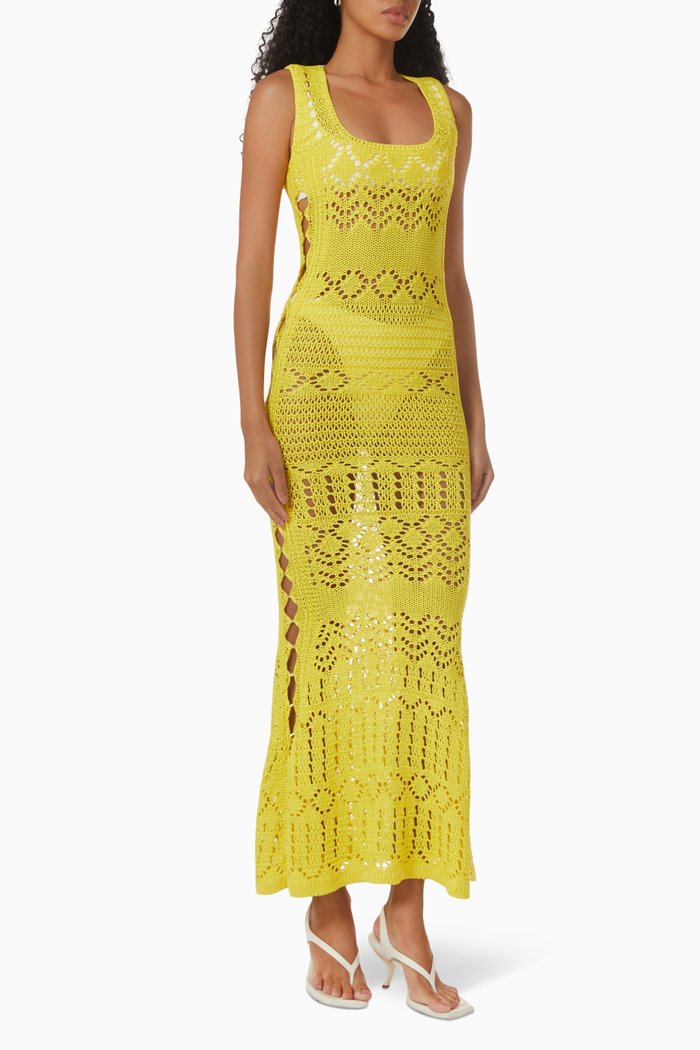 

Karliah Maxi Dress in Sheer Cotton, Yellow
