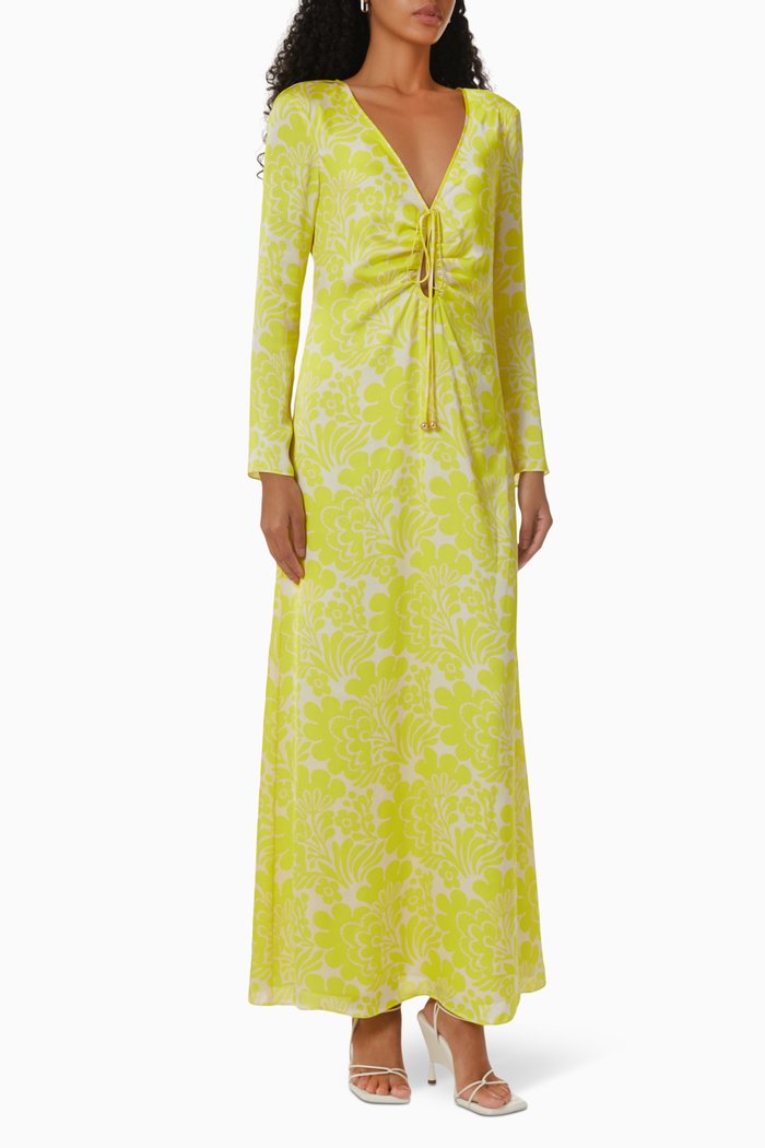

Elmina Maxi Dress in Satin Crepe, Yellow