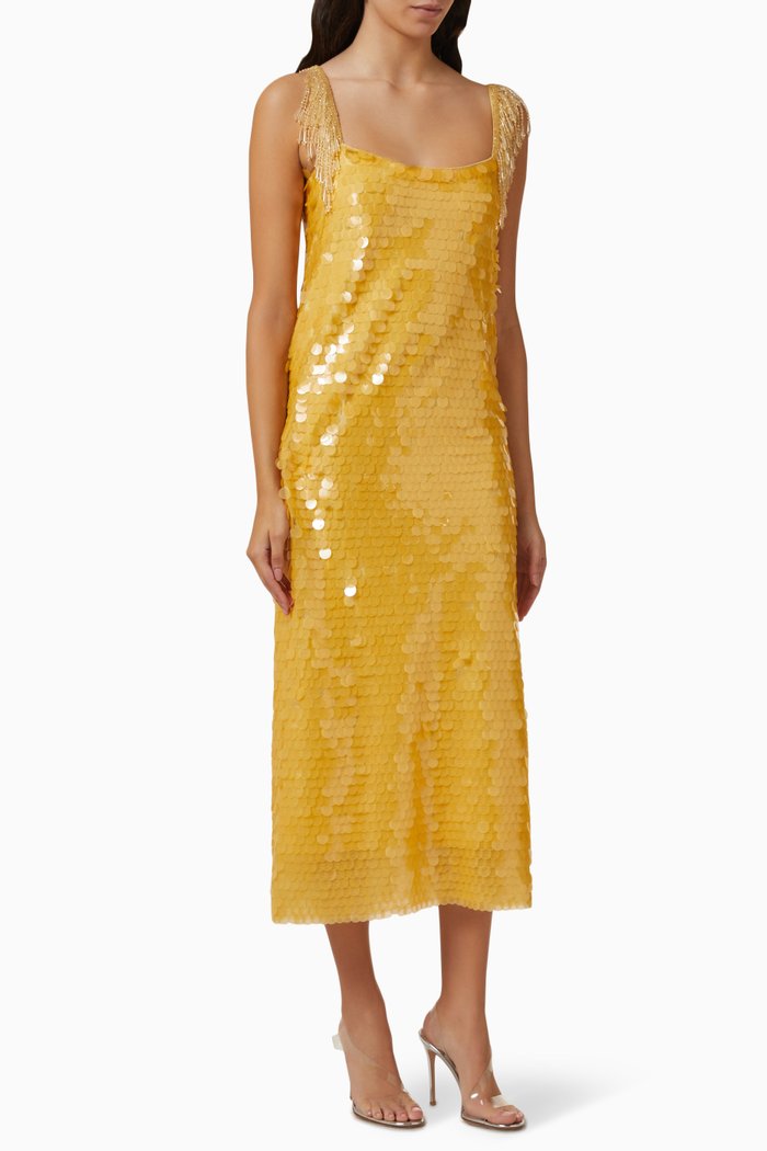 

Felici Midi Dress in Sequins, Orange