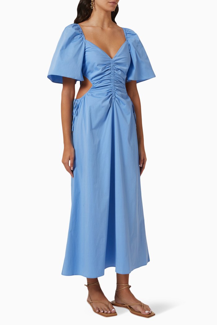 Ayala Cut-out Dress in Organic Cotton, Blue