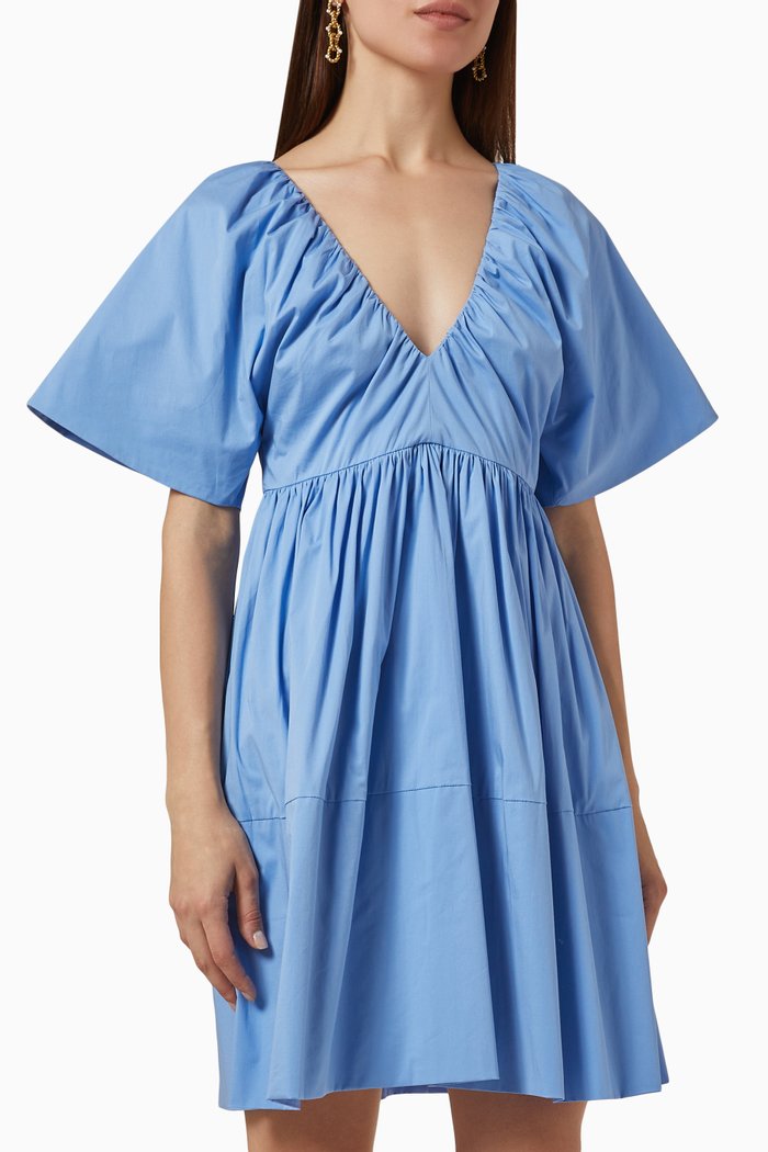 

Lucile Mini Dress in Organic Cotton, Blue