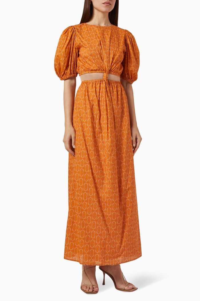 

Marcel Cut-out Maxi Dress in Organic Cotton, Orange