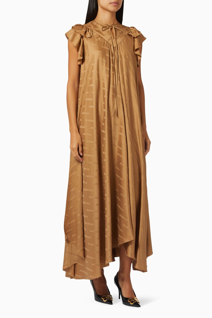

Allover Logo Flou Dress in Viscose, Neutral