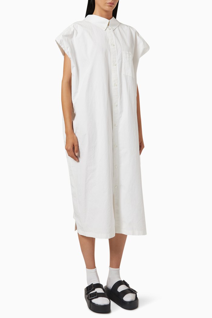 

Rawcut Shirt Dress in Cotton Poplin, White