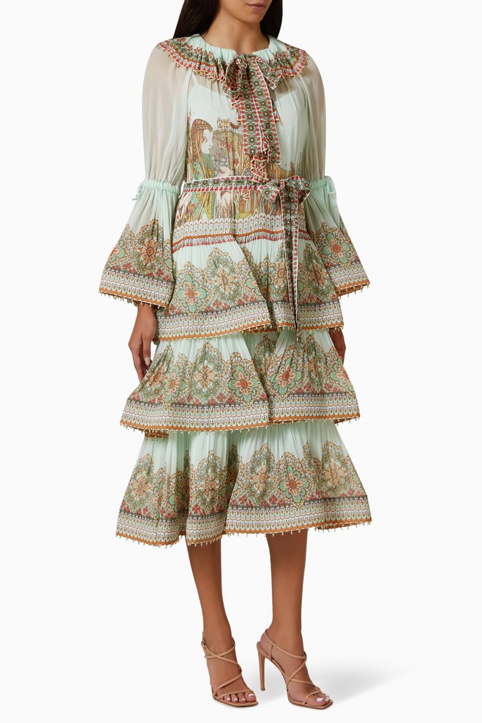 

Kaleidoscope Gathered Midi Dress in Georgette, Blue